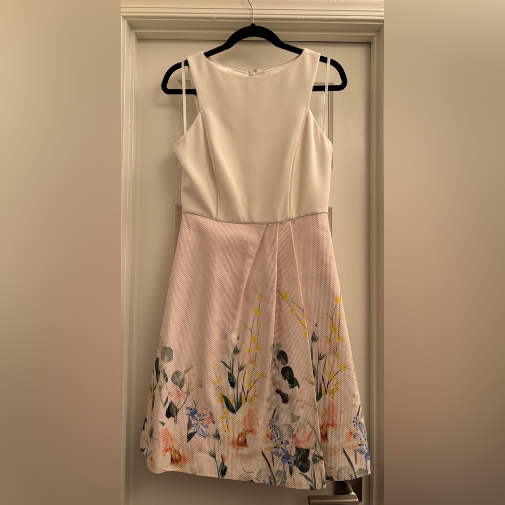 Ted Baker Dress in white and Pink with Floral Accents